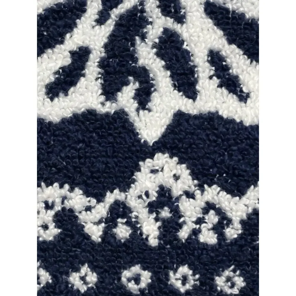 Wrangler Bath Hand Towels Bandana Blue Set Of 3 Pcs Floral White Flowers NWT